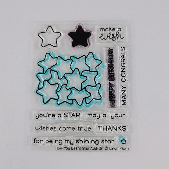 Clear Stamp Set Lawn Fawn How You Bean? Star Add-On Birthday Wish Read - Picture 3 of 6